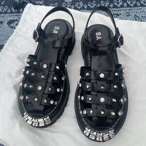 Sandro studded leather sandals 39